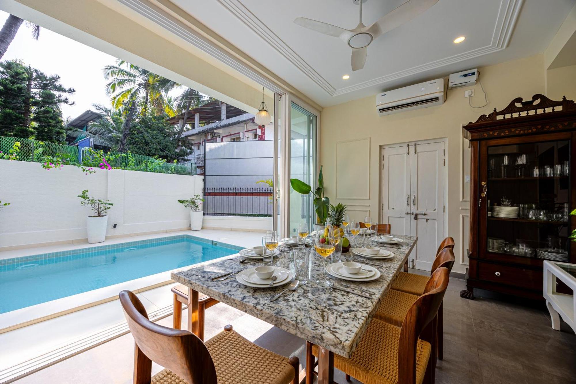 Elivaas 4 Bhk Villa Near Beach With Private Pool & Bar - Casa Boa Vida Candolim Ngoại thất bức ảnh